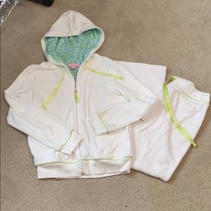 Lilly Pulitzer small 2 piece white Athleisure track suit set